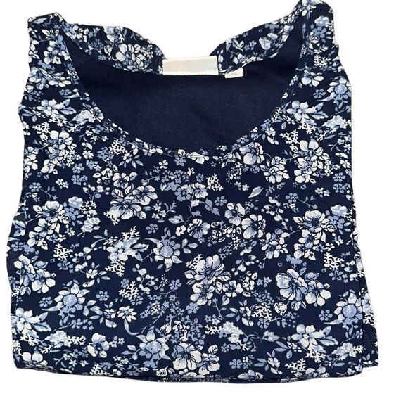 Denim & Co Womens 3X Floral Print Georgette Peasant Top Blue Floral Print NWOT - Picture 1 of 5